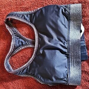 STUNNING AERIE MISSES  METALLIC NAVY SILVER RACERBACK SPORTS BRA